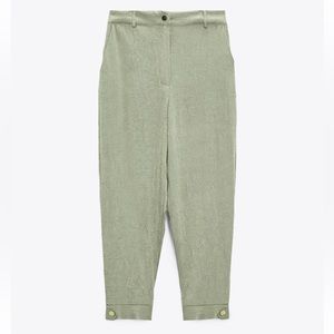 Zara satin effect jogger pants green and gold size XS